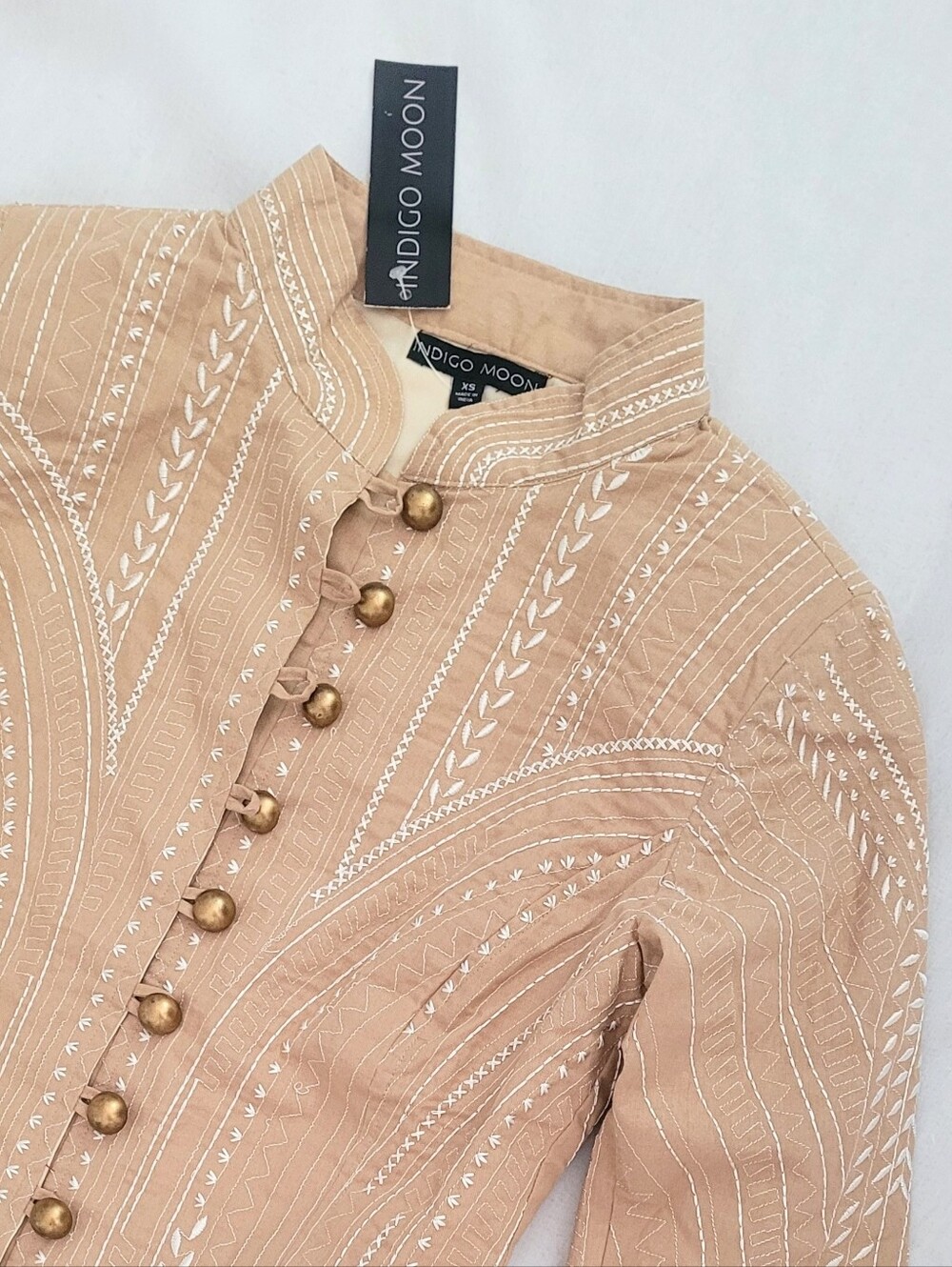 NWT! Boho Quilted Women's Fall Blazer Event Button Front Embroidered Jacket XS - Picture 3 of 16